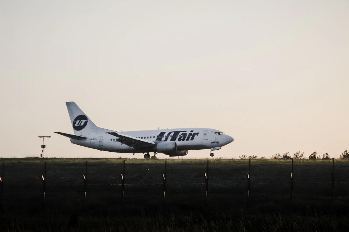 Airliner on the runway at golden hour